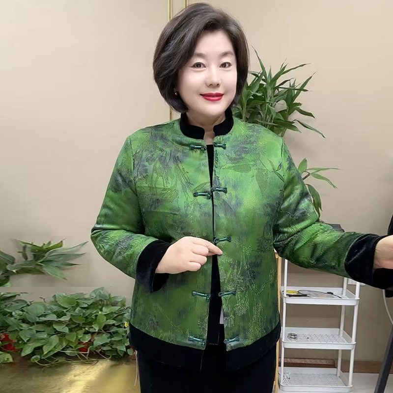 高品质！新中式妈妈丝绒拼接外套