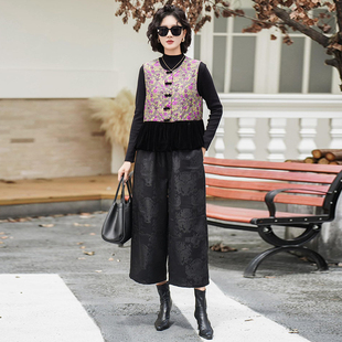 新中式国风马甲拼接丝绒裙摆盘扣马夹外搭减龄洋气上衣洋气两件套