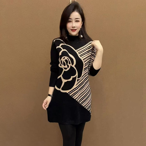 中长款针织连衣裙时尚妈妈打底衫