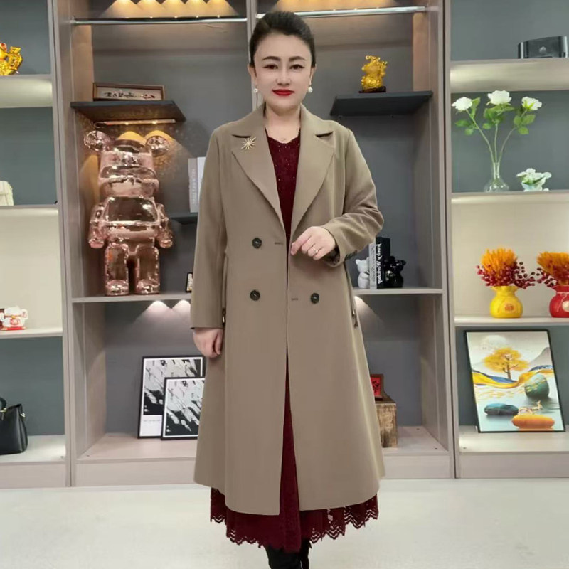 高品质！西装领双排扣风衣外套女