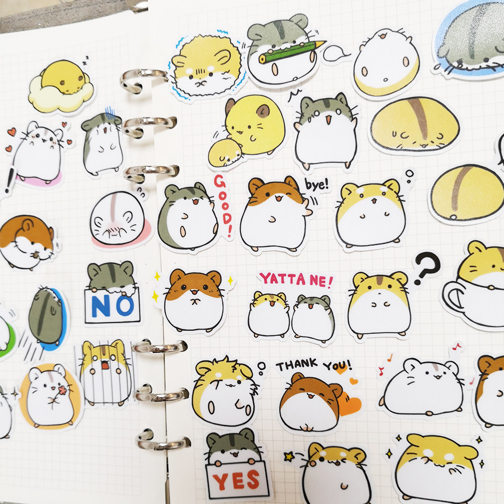 可爱卡通小仓鼠贴纸 小清新少女手账素材 diy贴画装饰 行李水杯贴