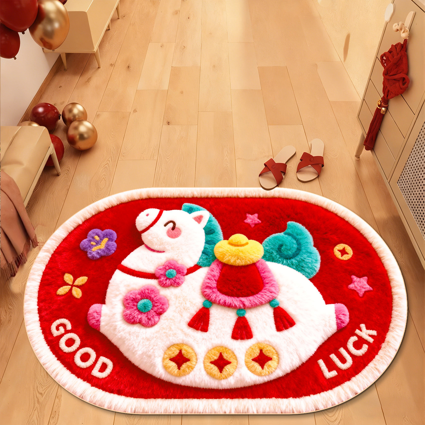 马年地垫2026新款新年家用大门地毯布置装饰品春节过年入户门脚垫