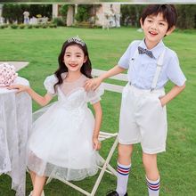 六一儿童节主持人礼服中小学生演讲短款马甲纱裙中式绝美男童女童