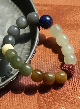 和田玉多宝手串男12mm大桶珠原创