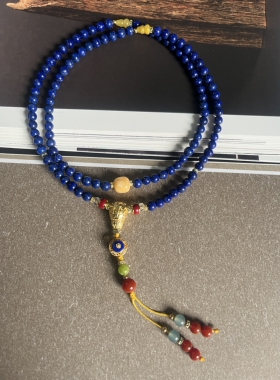 【西藏极乐寺出品】108药师佛藏式念珠青金石款功课念珠佛珠蓝色