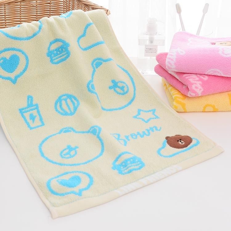 洁丽雅line毛巾布朗熊毛巾卡通纯棉洗脸家用全棉柔软吸水情侣面巾,居家布艺,毛巾/面巾,淘宝优惠券,粉丝福利购,淘宝优惠卷