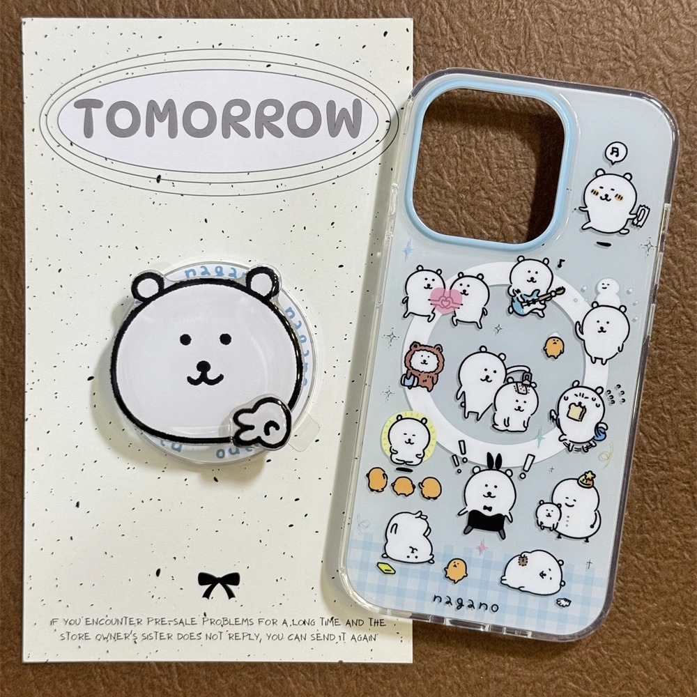 可爱熊适用苹果16promax双层iphone15磁吸14转转支架13手机壳
