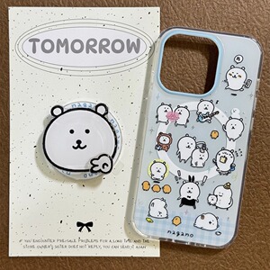 可爱熊适用苹果16promax双层iphone15磁吸14转转支架13手机壳