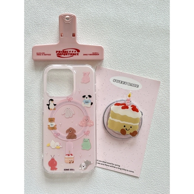 少女心粉色小动物苹果15promax磁吸支架iphone14双层13可爱12手机壳