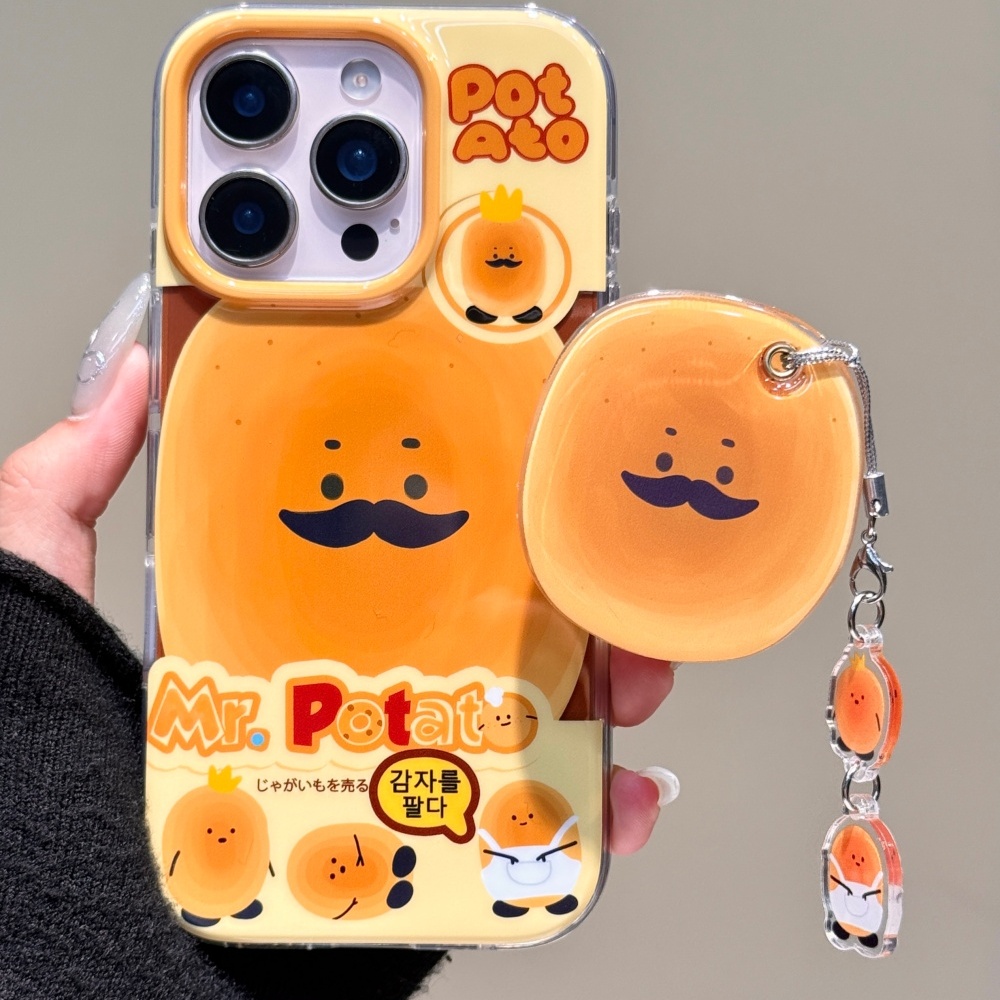 侧边按键全包土豆先生苹果16镜子磁吸支架iphone15可爱14手机壳13
