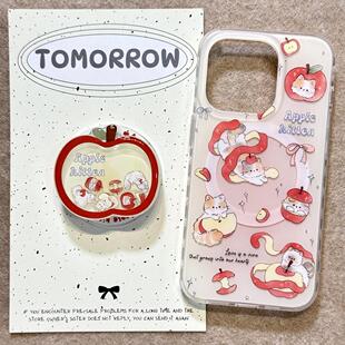 磁吸红苹果猫咪适用苹果17promax双层iphone16 14摇摇乐15手机壳