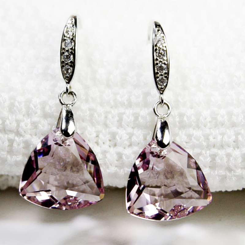 高级感紫水晶耳环女纯银不过敏