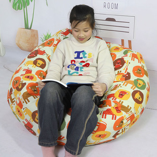 超大号38英寸懒人沙发外套毛绒玩具收纳神袋儿童躺圆球形豆袋帆布
