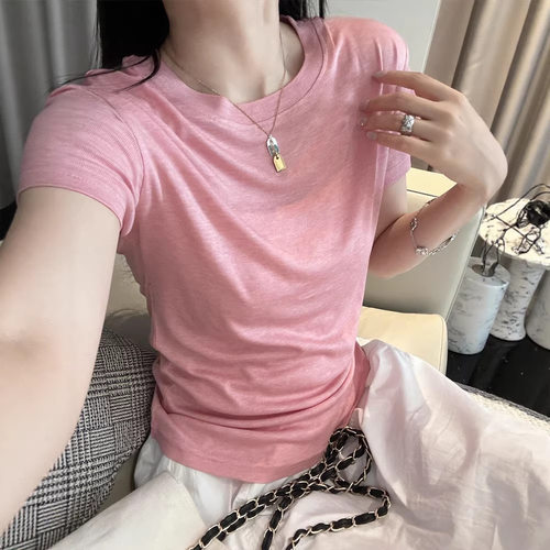 莱赛尔蚕丝轻薄显瘦短袖女T恤