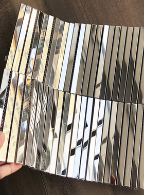 镜面长条不锈钢金属马赛克背景墙瓷砖银色KTV吧台墙贴条形墙砖