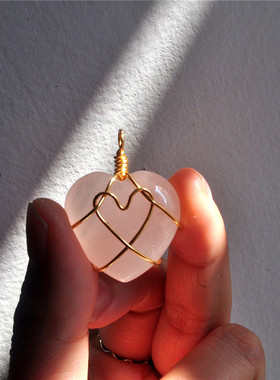 粉水晶玉石吊坠仙女包邮