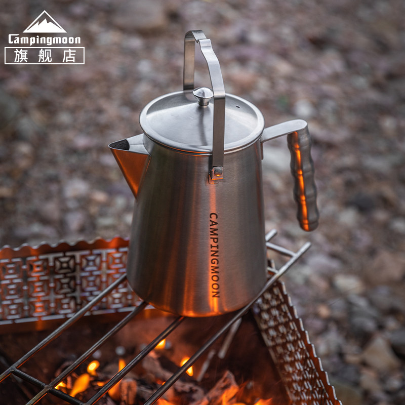 柯曼奶奶壶高颜值焚火快速烧水壶 户外不锈钢一体茶壶手提鹰嘴壶