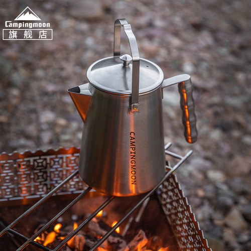 柯曼奶奶壶高颜值焚火快速烧水壶 户外不锈钢一体茶壶手提鹰嘴壶