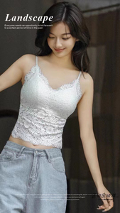 米娅林8880新吊带美背心式内衣女性感法式带胸垫内搭蕾丝裹胸抹胸