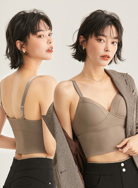 古妃08125性感美背裹胸内衣可外穿 背心露背三角杯小吊带瑜伽文胸