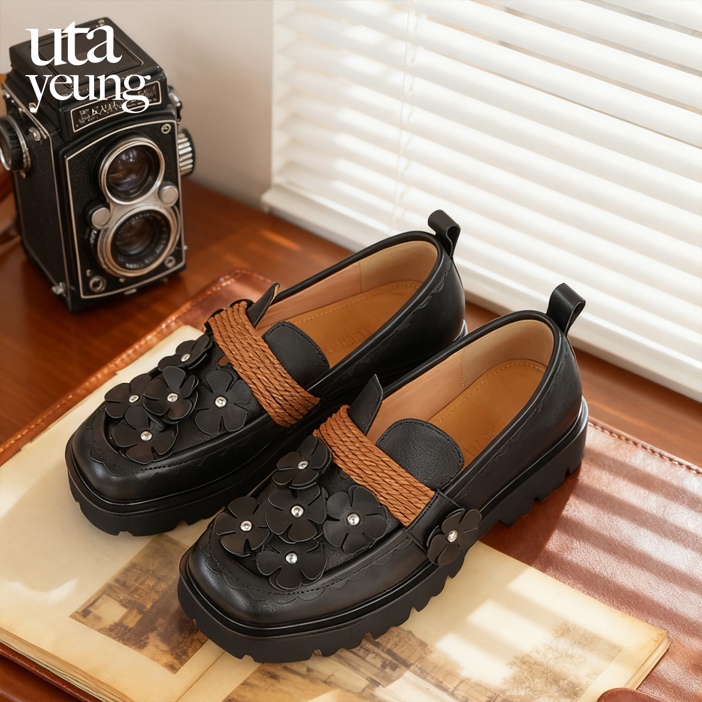 藤与花原创设计师一脚蹬真皮单鞋