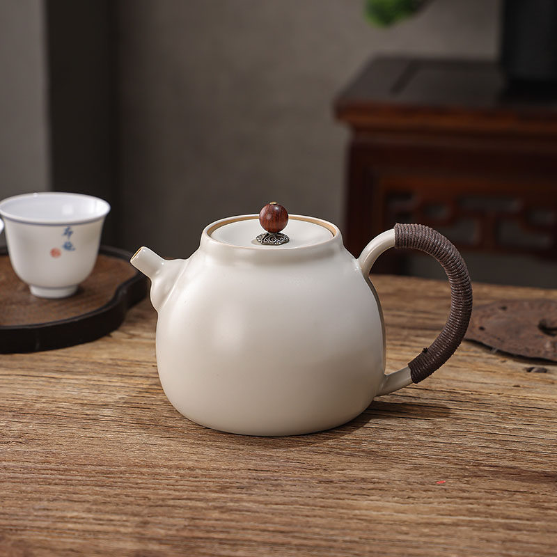 苏打釉白泥煮茶壶商场用加热温茶器酒馆温酒陶土壶蜡烛烧水暖茶炉