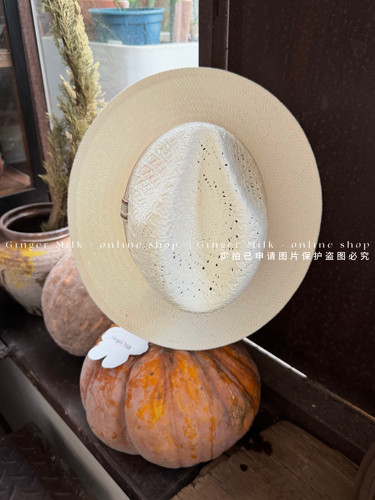 Ginger Milk新品【白月光】五分草镂空手编平檐爵士帽百搭巴拿马