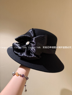 纯羊毛大檐气质优雅丝质蝴蝶结盆帽 芳龄富婆 Ginger Milk新品