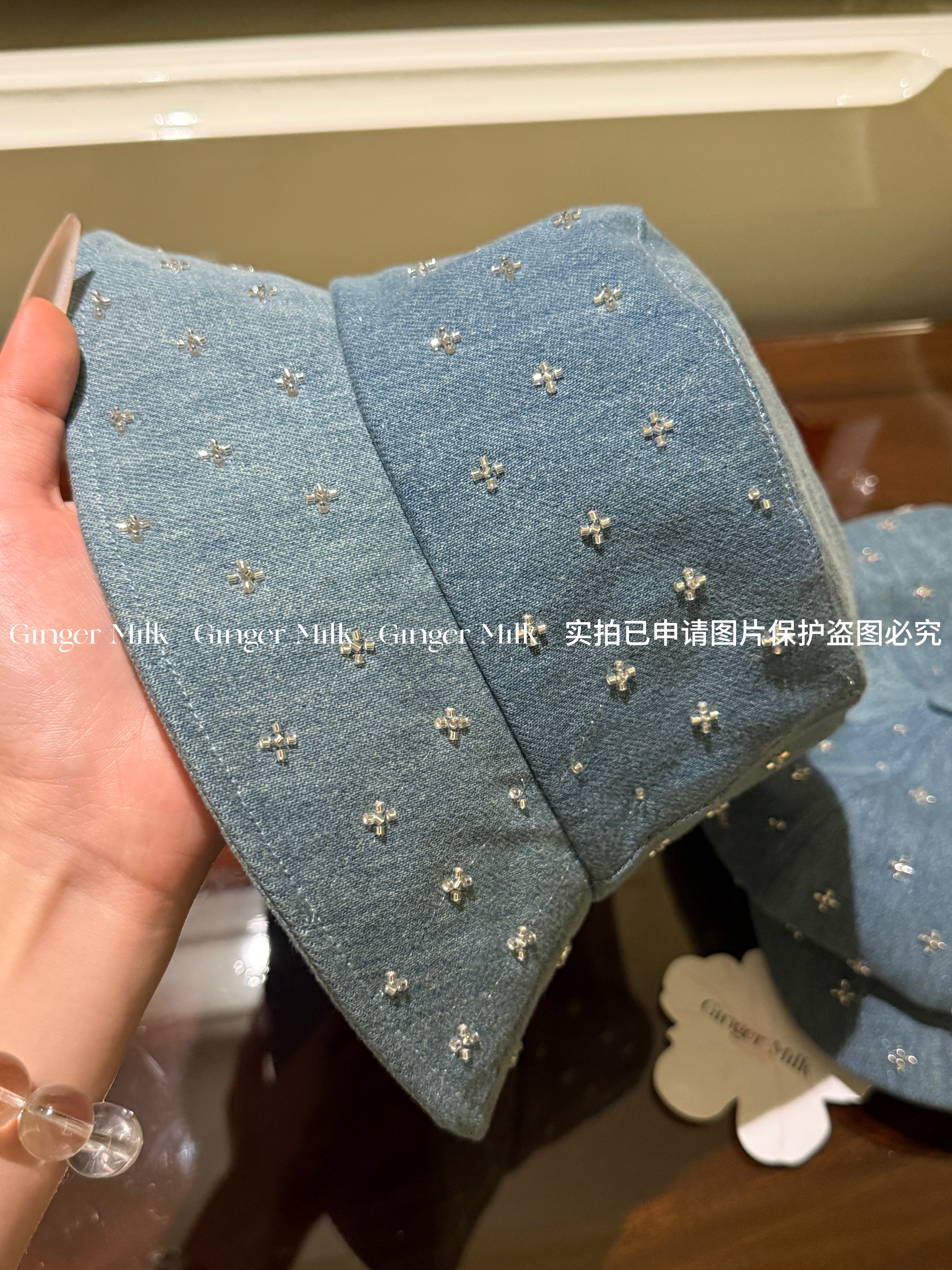 GingerMilk早春新品 两版本buling小米珠渔夫报童帽棉休闲帽图片