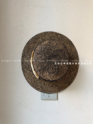 Ginger Milk新品【双生】黄草拉菲草双面手编平顶优雅赫本礼帽