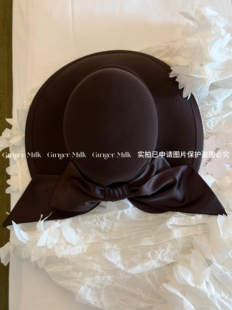 大气优雅丝质蝴蝶结盆帽大檐高端礼帽 纯羊毛经典 Ginger Milk新品