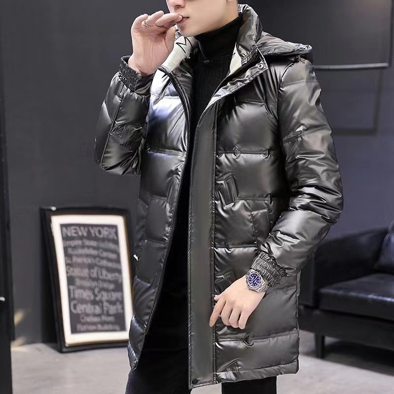 休闲大码亮面免洗羽绒服