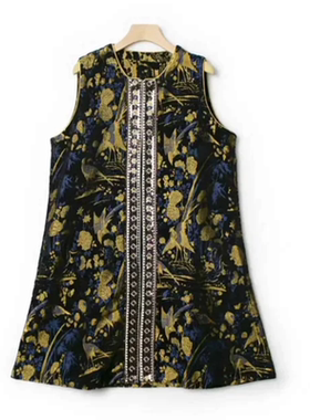 【小李不讲李呀】立体浮雕感提花手工钉珠长马甲MJ9726-衣长93起