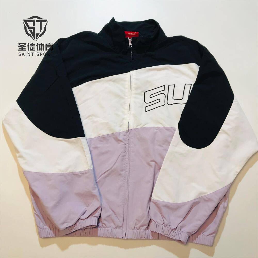 现货正品Supreme 24SS Curve Track Jacket 拼色刺绣Logo校服夹克