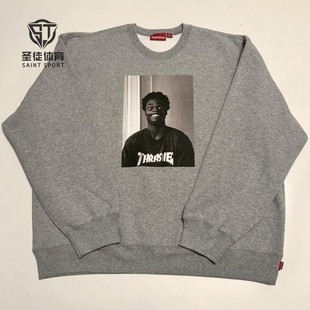 正品 Supreme 24FW Thrasher联名 人物照片 背后Logo 套头卫衣