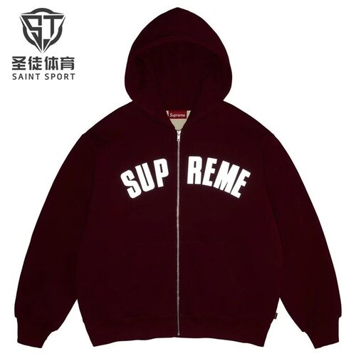 正品Supreme 26FW Arc Thermal Zip Hooded 胸前反光Logo拉链卫衣