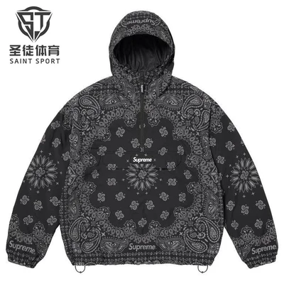正品 Supreme 26SS Reflective Bandana Anorak 腰果花半拉链外套