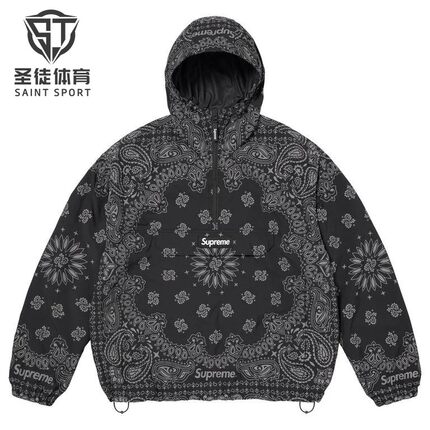 正品 Supreme 26SS Reflective Bandana Anorak 腰果花半拉链外套