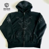 Zip 正品 Yohji联名 25FW Hooded Supreme 拉链 连帽卫衣