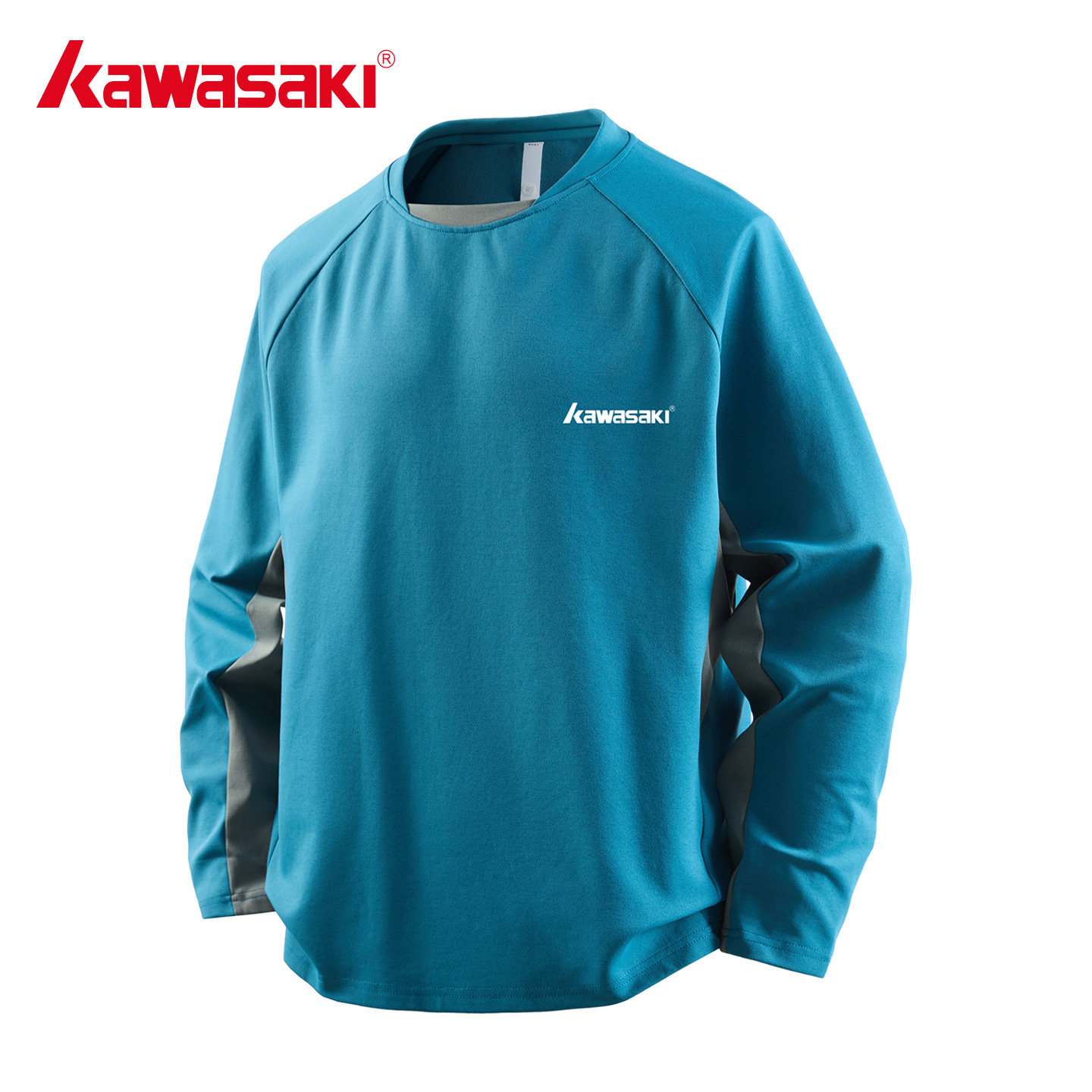 Kawasaki川崎正品蓝色运动速干吸汗长袖透气t恤宽松男女秋季上衣T,男装,T恤,淘宝优惠券,粉丝福利购,淘宝优惠卷