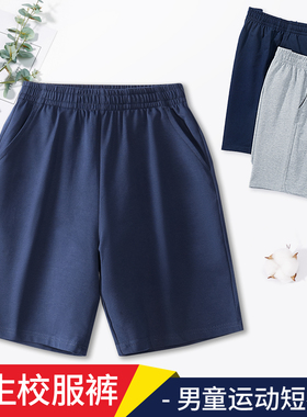 儿童灰色运动裤短裤五分裤男童藏青色夏季薄款女童小学生校服裤子