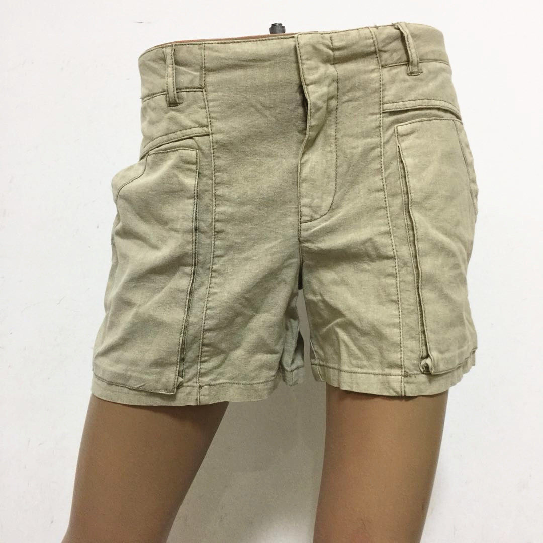 包邮 专柜正品  19年夏款棉麻休闲直筒薄短裤 43004无腰带女 清仓