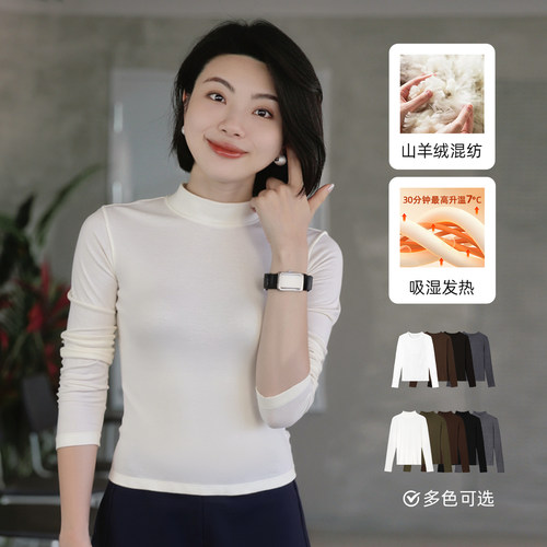 大洪洪【慵懒周末】秋半高领圆领山羊绒混纺女修身打底内搭针织衫