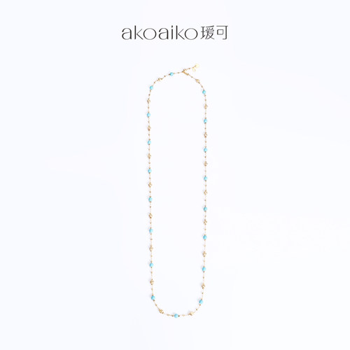 瑷可【星涟】白蓝金撞色长款女法式复古项链
