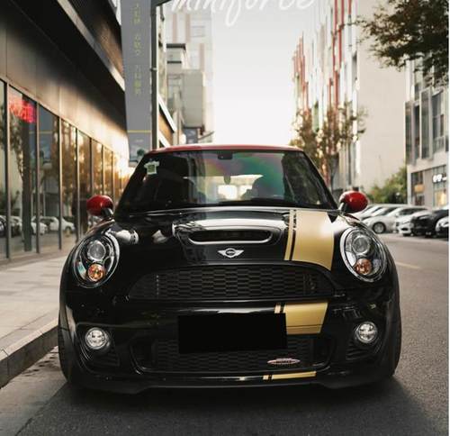 适用迷你MINIFORCE机盖引擎盖车贴拉花 车身侧裙贴纸彩条贴画