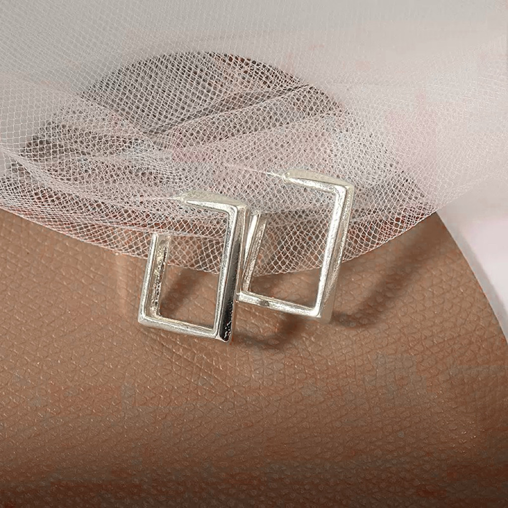 141银质几何方形耳钉女简约立体清冷高级感通勤百搭纯银小众耳环