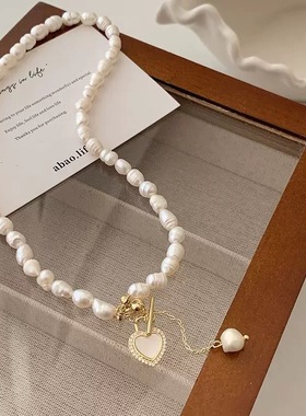 161米白色珍珠项链女款轻奢小众设计感锁骨链颈链配饰