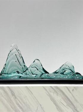 透明树脂假山雕塑客厅玄关装饰书房新中式样板房会所桌面招财石头