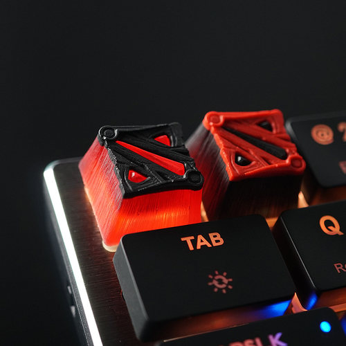 logo透光ti9红黑键帽机械键盘
