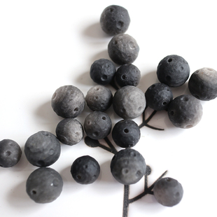 银曜石黑曜石陨石坑圆珠8mm10mm散珠子DIY手工串珠配珠单珠